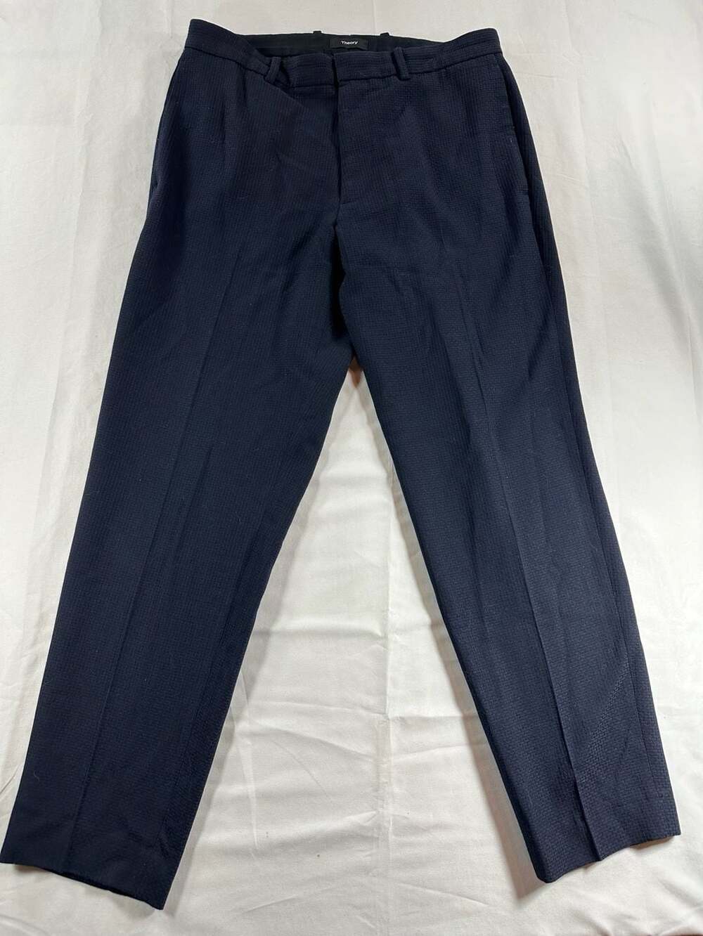 Theory Logan Tailored Waffle Mens Trousers Wool Blend Size 31(30x28)